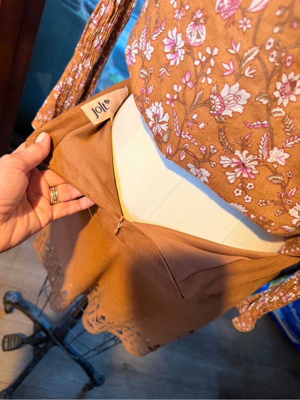 Rust Tan Suede Laser-Cut Mini Skirt - Picture 5 of 8